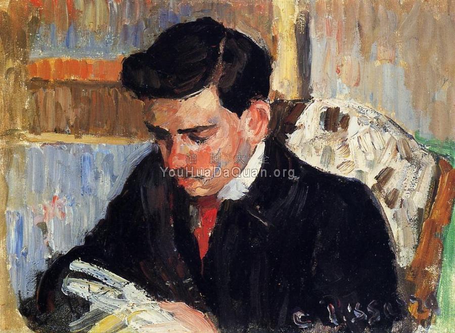 Portrait of Rodo Pissarro Reading, the Artist's Son - 卡米耶·毕沙罗